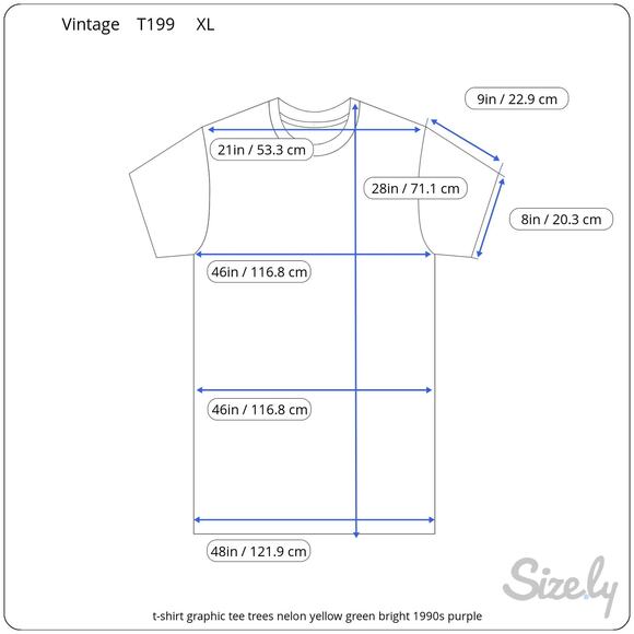 t-shirt graphic tee trees nelon yellow green bright 1990s purple - Picture 2 of 7